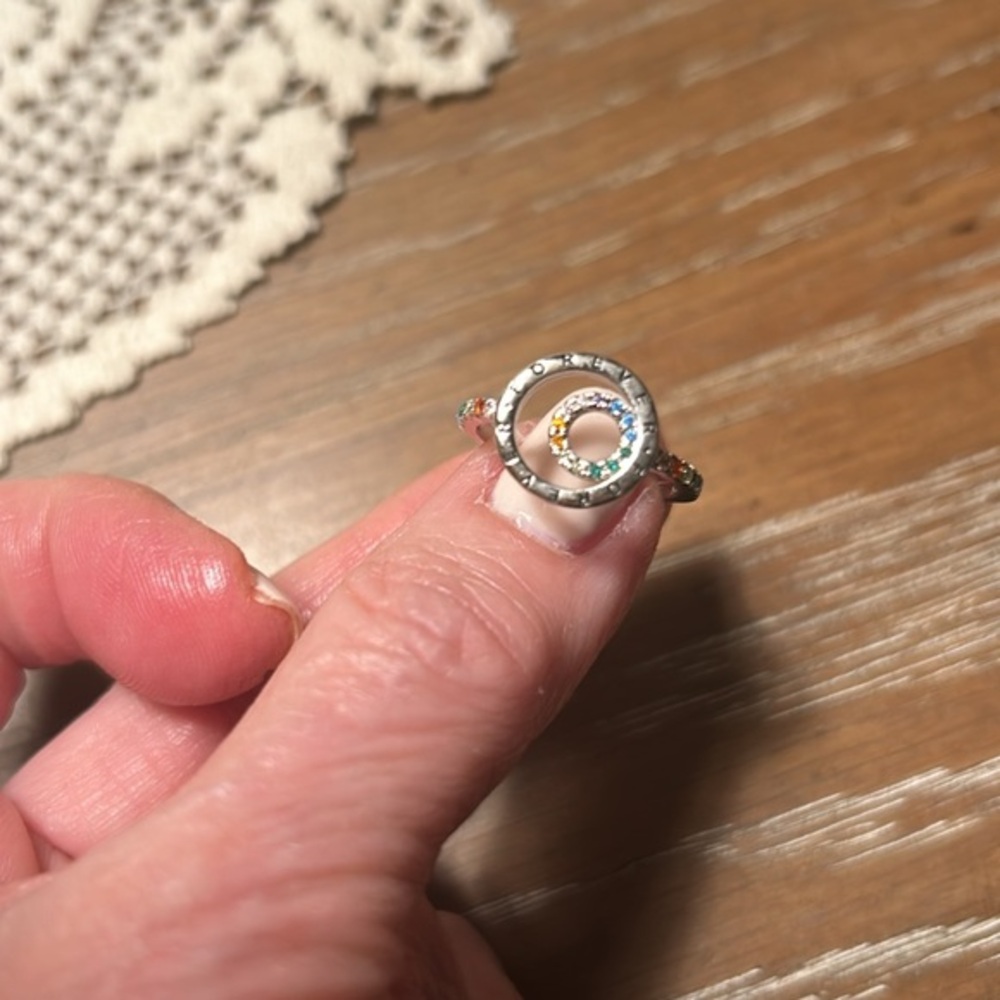 Multi Stone Ring “Forever” 925 plated Size 7